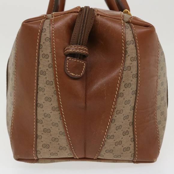 GUCCI Micro GG Canvas Boston Bag PVC Leather Beige Auth fm2107 - Picture 4 of 10